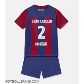 Barcelona Joao Cancelo #2 Replika Hemmatröja Barn 2023-24 Kortärmad (+ Korta byxor)